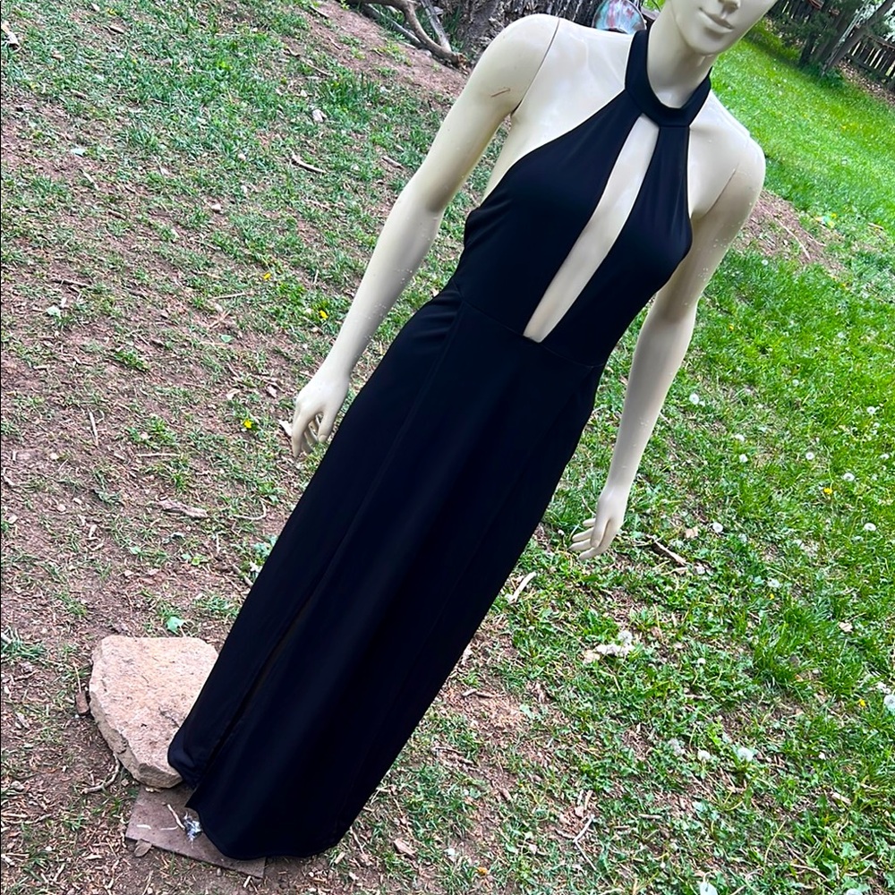 tik:tok by the mogan dress Black Halter Maxi Dress made in USA - Picture 2 of 6